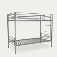 Litera metálica Teruel gris con dos camas de 90x190 cm, escalera y quitamiedos