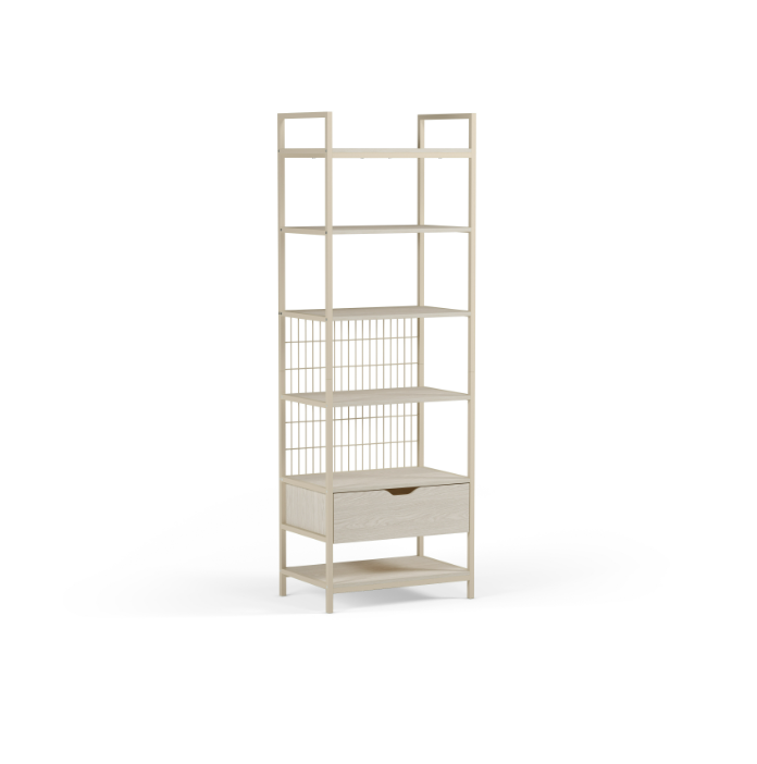 Estantería Amara de 60 cm en acabado crema con un cajón