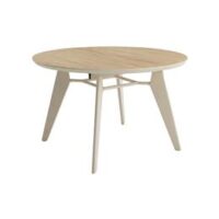 Mesa redonda extensible Dawi de 120/160 cm en roble y crema