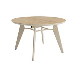 Mesa redonda extensible Dawi de 120/160 cm en roble y crema