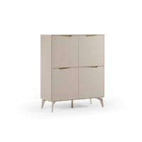 Mueble auxiliar alto Jaden de 98 cm en crema y roble con cuatro puertas
