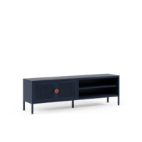 Mueble TV Sayla de 160 cm en azul oscuro con dos puertas y dos huecos