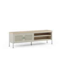 Mueble TV Sayla de 160 cm en crema y roble con dos puertas y dos huecos