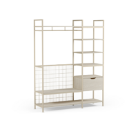 Vestidor abierto Amara de 140 cm en crema con un cajón